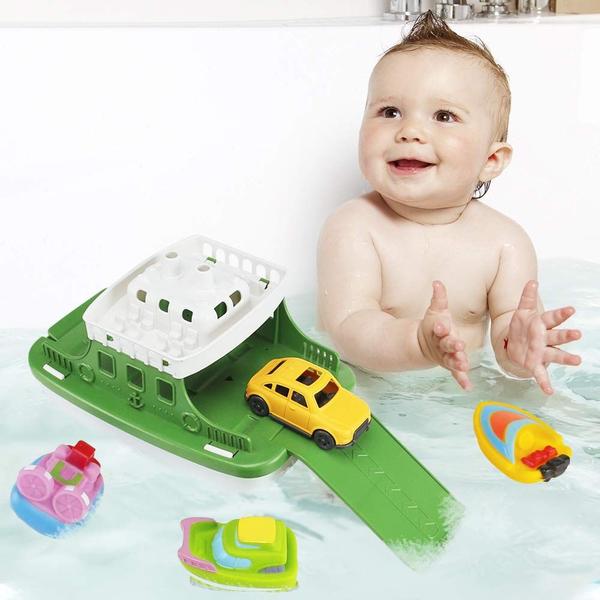 Imagem de Bath Boat Toy Nasidear com 4 minicarros e 6 Boat Squirters