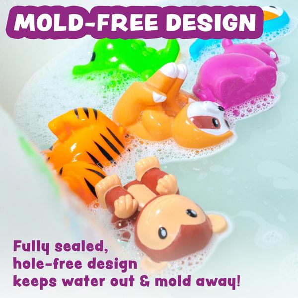 Imagem de Bath Toys Tub Works Rainforest Mold Free, pacote com 6 unidades para bebês e crianças pequenas