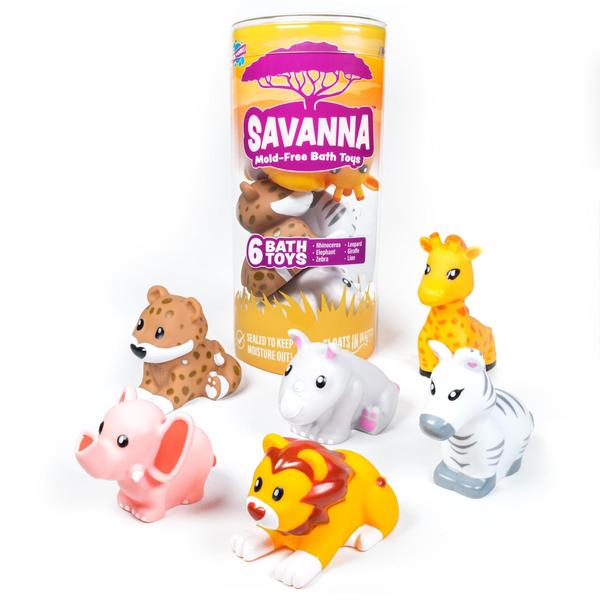 Imagem de Bath Toys Tub Works Savanna Mold Free, pacote com 6 unidades para bebês e crianças pequenas