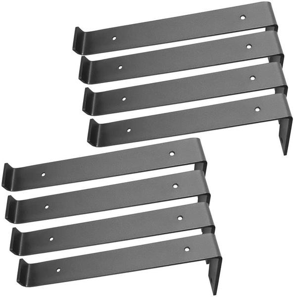 Imagem de Batoda Suportes de prateleira 12 polegadas (8 pcs) com lip para prateleira flutuante DIY - 8 Pack L Shelf Bracket Black 12 polegadas - Suportes de gancho pesado para prateleiras - Suporte montado na parede para prateleiras abertas DIY (8)