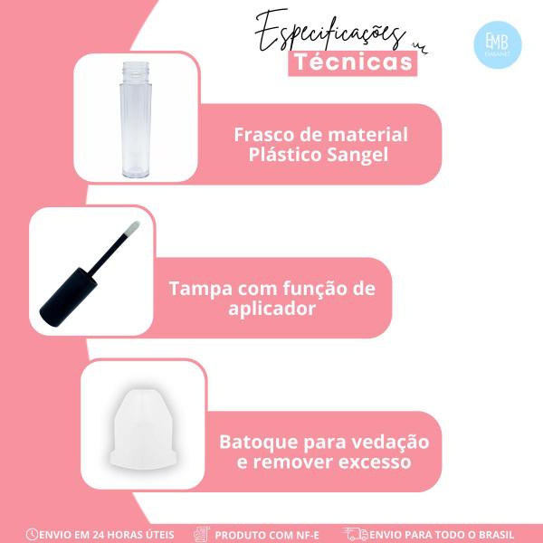 Imagem de Batom Labial Frasco Vazio Para Gloss Luxo - 6ml - 10unidades.