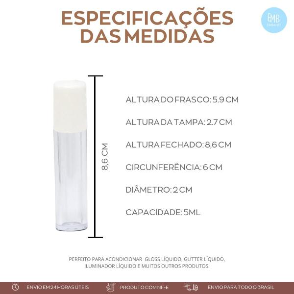 Imagem de Batom Labial Liquido Frasco 5ml Vazio Tipo Rollo-on 25 Unidades