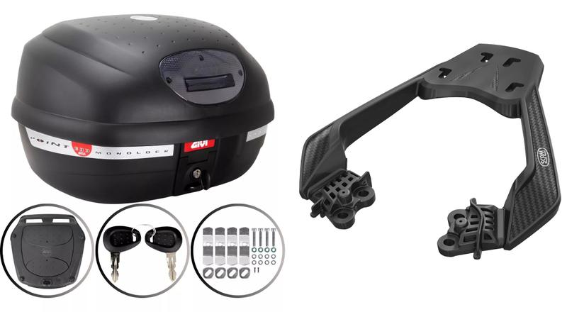 Imagem de BAú 33L MONOLOCK FUME E-33NT Givi + Suporte Bagageiro Honda Cb300f Twister 23... scam Fiberforce