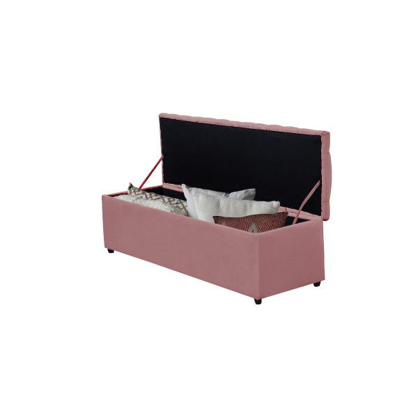 Imagem de Baú Calçadeira Estofada Imperatriz 1,38 Cm Suede Rosa