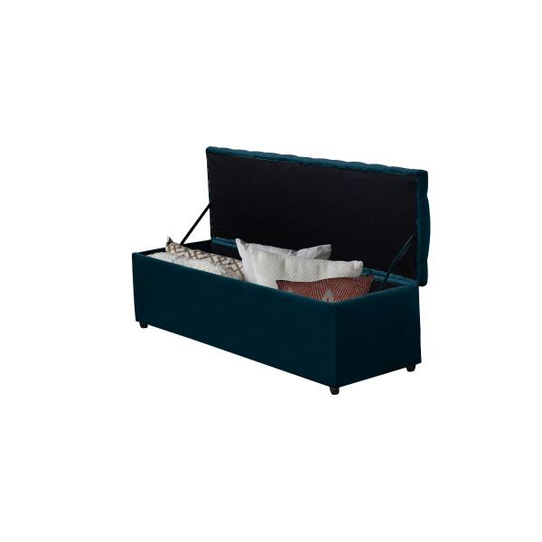 Imagem de Baú Calçadeira Estofada Raissa 1,58 Cm Suede Azul Marinho