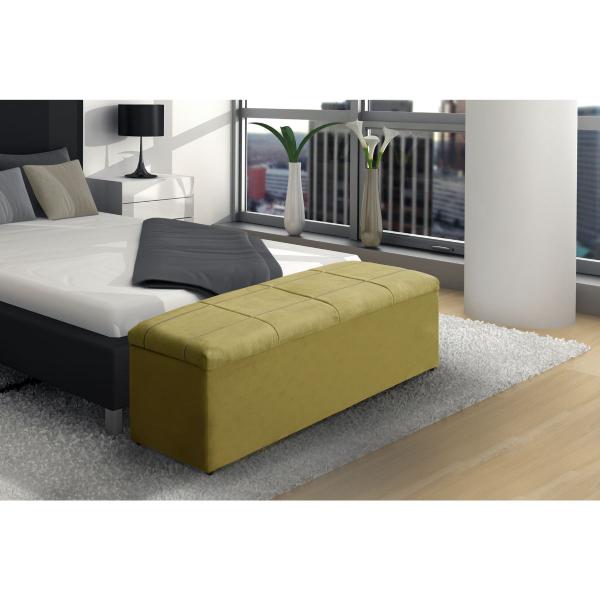 Imagem de Baú Calçadeira Estofada Raissa 1,93 Cm Suede Amarelo