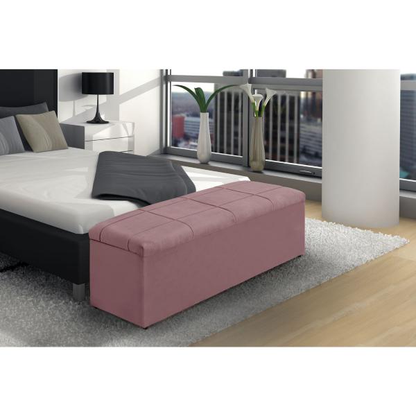 Imagem de Baú Calçadeira Estofada Raissa 1,93 Cm Suede Rosa