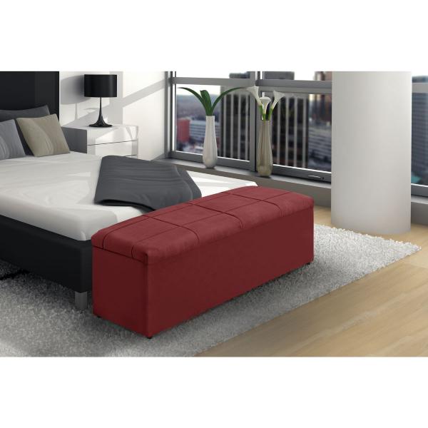 Imagem de Baú Calçadeira Estofada Raissa 1,93 Cm Suede Vermelho