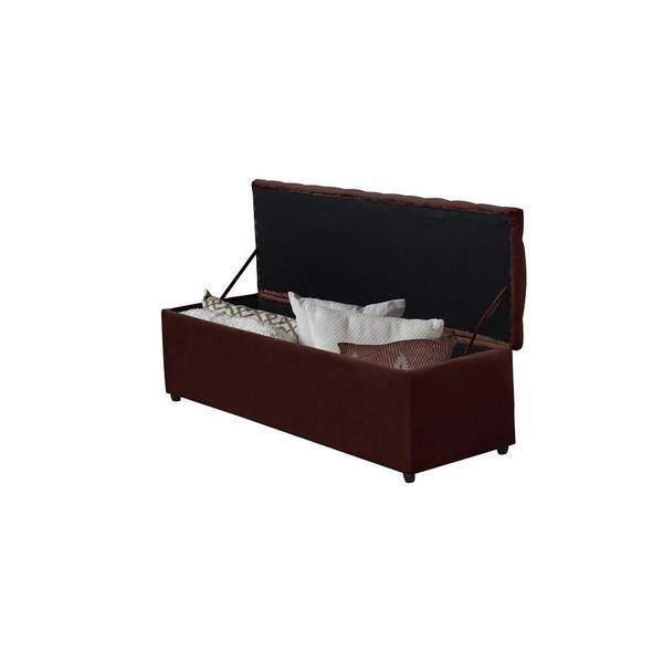 Imagem de Baú Calçadeira Estofada Vitória Cama Box Solteiro 100cm Suede- Cema Decor