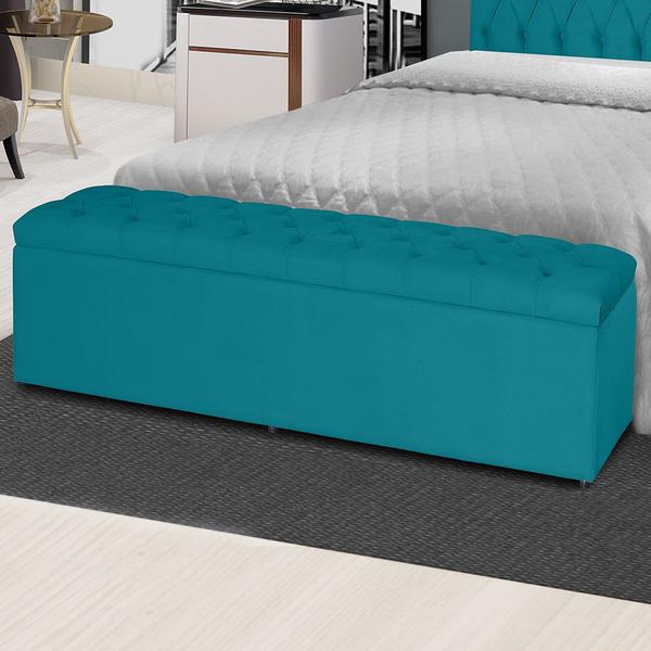 Imagem de Baú Calçadeira Recamier Jade Para Quarto Cama Estofada 120Cm Suede Diversas Cores