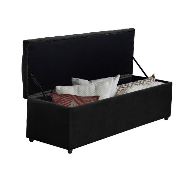 Imagem de Baú Calçadeira Recamier Para Quarto Cama Imperatriz 138Cm Estofada Suede Preto