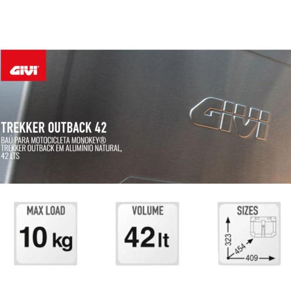 Imagem de Baú Givi Monokey Traseiro Trekker Outback 42L Obkn42A Prata + Base M5 Givi