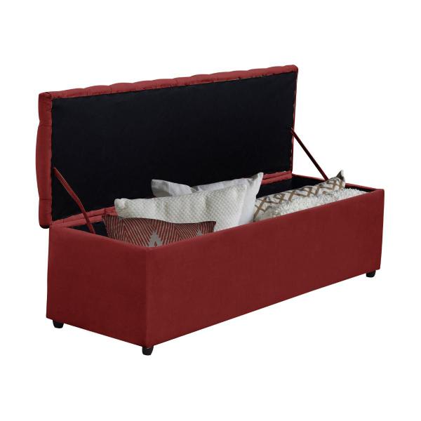 Imagem de Baú Helena 138Cm Calçadeira Estofada Suede Vermelho