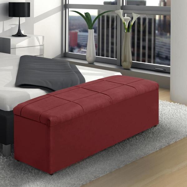 Imagem de Baú Raissa 158Cm Calçadeira Estofada Suede Vermelho