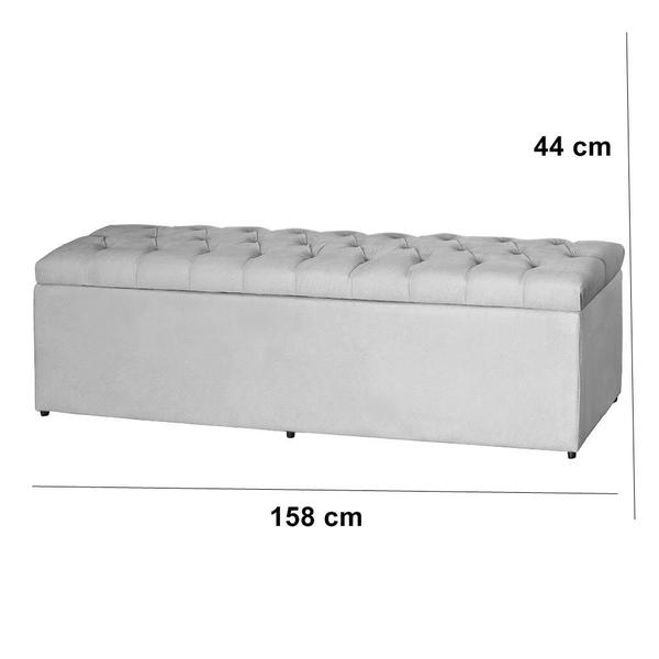 Imagem de Baú Recamier Calçadeira Imperatriz Captone Estofada Para Quarto Cama Queen Size 158 cm