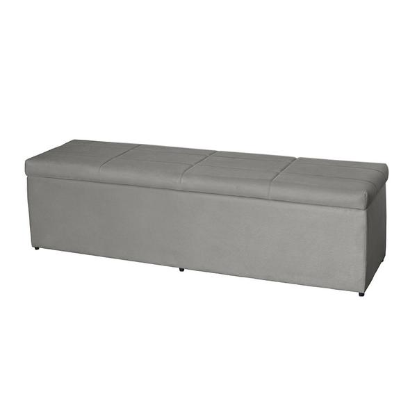 Imagem de Baú Recamier Calçadeira Para Quarto Cama Raissa 120Cm Estofada Suede Bege Claro