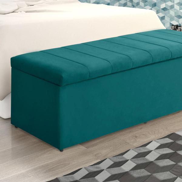 Imagem de Baú Recamier Calçadeira Para Quarto Cama Vitória 100Cm Estofada Suede Diversas Cores