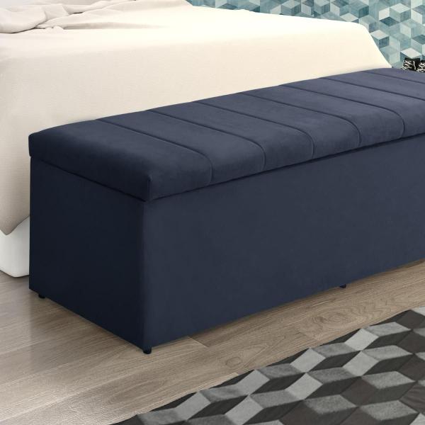 Imagem de Baú Recamier Calçadeira Para Quarto Cama Vitória 120Cm Estofada Suede Diversas Cores