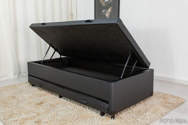 Baú Solteiro C/ Auxiliar Preto 088x188x45 - Plenna Box Imagem de Baú Solteiro C/ Auxiliar Preto 088x188x45
