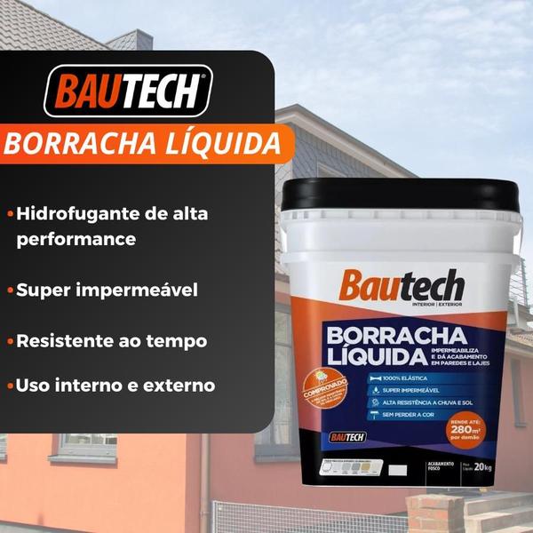 Imagem de Bautech Borracha Liquida Impermeabilizante Cinza Concreto 20Kg