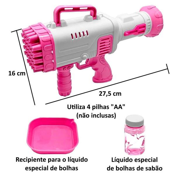 Bazuca Solta Bolinhas de Sabão Automático Meninas + 1L Refil - Art Brink Imagem de Bazuca Solta Bolinhas de Sabão Automático Meninas + 1L Refil
