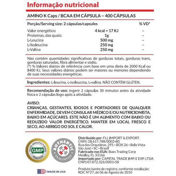 Imagem de Bcaa 2:1:1 Kn Nutrition 400 Cápsulas