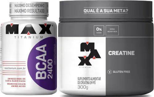 Imagem de Bcaa 200 Caps 2400mg + Creatina 300 Gramas - Max Titanium