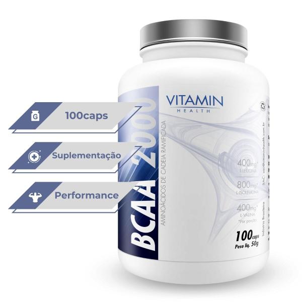 Imagem de BCAA 2000 Vitamin Health 3890: 100 Cápsulas para Máximo Desempenho Muscular