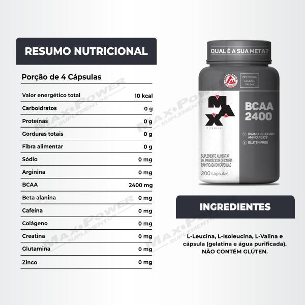 Imagem de Bcaa 2400mg 200 Cápsulas Max Titanium