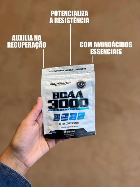 Imagem de BCAA 3000 50 Capsulas Aminoacidos Essenciais Enriquecido com vitamina B6 Sem Sabor Ultra Concentrado Rapida Absorção Importado Original