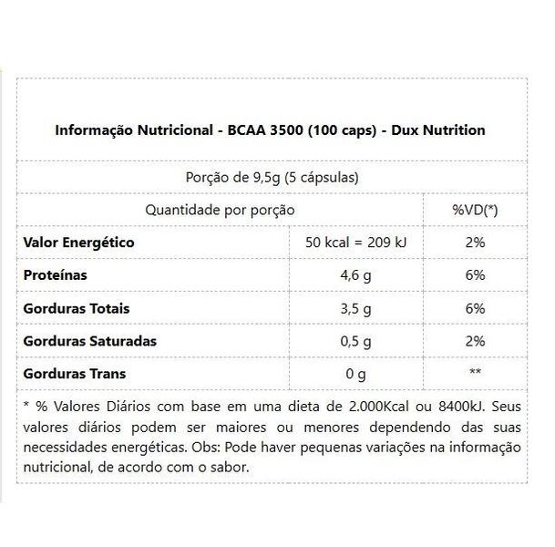 Imagem de BCAA 3500 (100 caps) - Padrão: Único