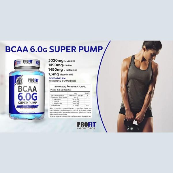 Imagem de Bcaa 6.0 Super Pump 60 Tabletes 120g Profit Laboratórios