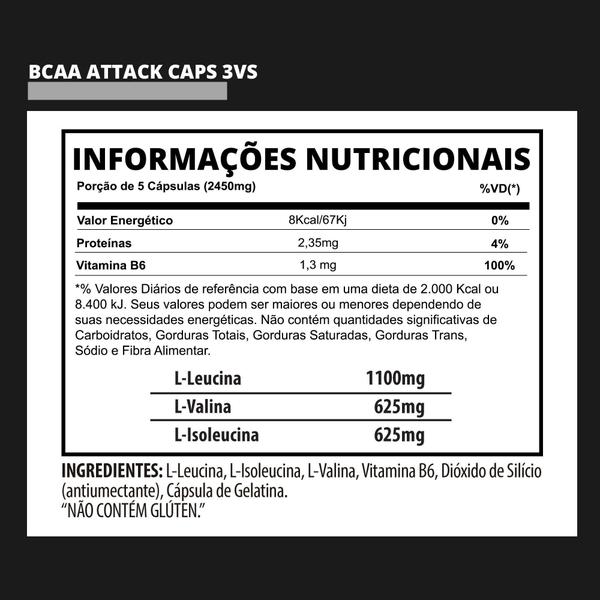 Bcaa Attack - 120 Caps - 3Vs Imagem de Bcaa Attack - 120 Caps
