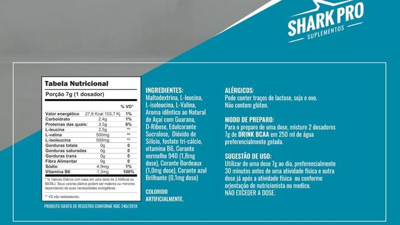 Imagem de BCAA Drink 5:1:1 em Pó de 300g-Sabor Limão-Shark Pro