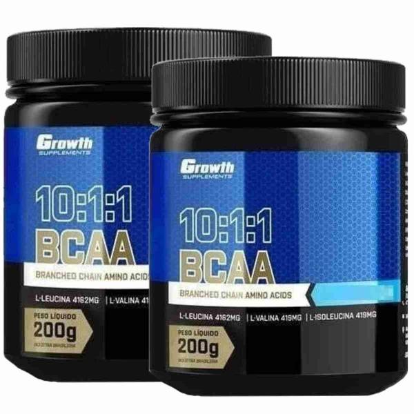 Imagem de Bcaa em Pó 10:1:1 200g Growth Supplements Kit 2 Potes