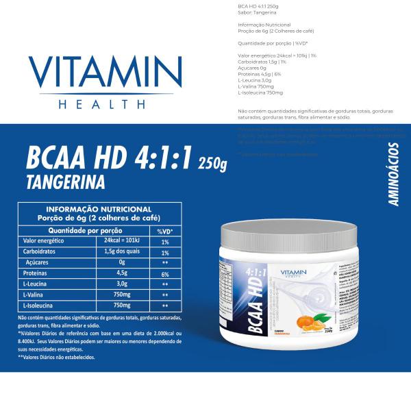 Imagem de BCAA HD 4:1:1 250g Sabor Tangerina - Potencialize seu Treino com Vitamin Health 3888