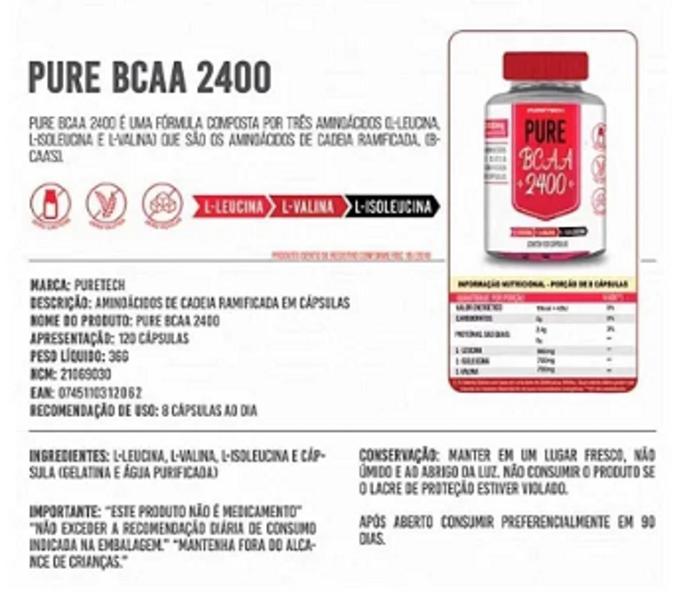 Imagem de Bcaa pure 2400 (120 caps) - puretech