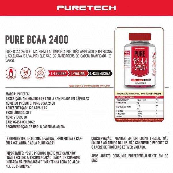 Imagem de Bcaa Pure 2400 Puretech 120 Cápsulas