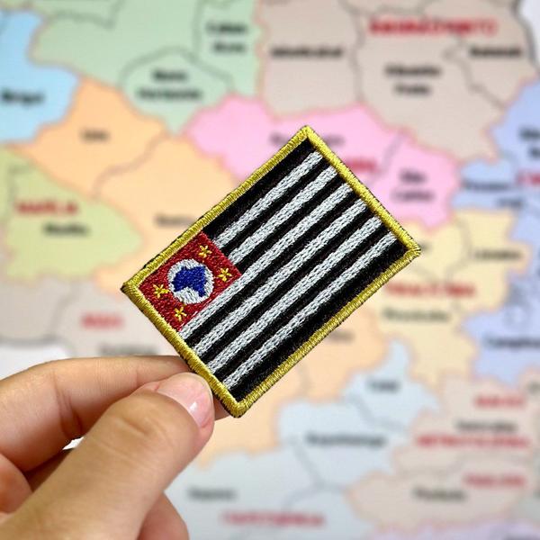 Imagem de BE0045-011 Bandeira São Paulo Brasil Patch Bordado 5,7x3,8cm