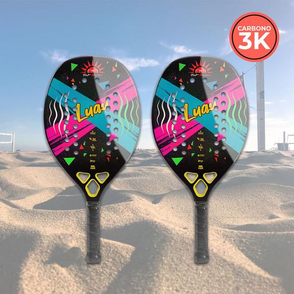 Imagem de Beach Tennis Raquete Profissional Fibra De Carbono 3k Hobbie Fitness Praia Esporte