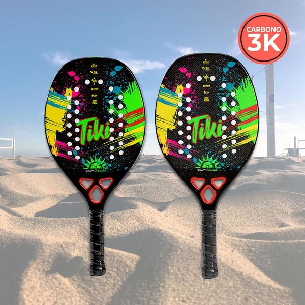 Imagem de Beach Tennis Raquete Profissional Fibra De Carbono 3k Hobbie Fitness Praia Esporte