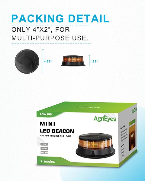 Imagem de Beacon Light Agrieyes Amber 10,7 cm LED de segurança intermitente 19W 12-24V