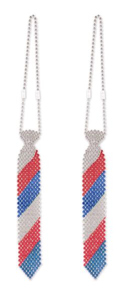 Imagem de Beaded Patriotic Ties Beistle, fio de 14 cm com gravata de 33 cm, pacote com 2