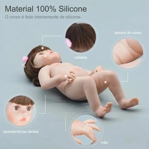 Imagem de Bebê Boneca Reborn Realista Girafinha Menina de Silicone 48cm Olhos Castanhos (Pode Dar Banho)