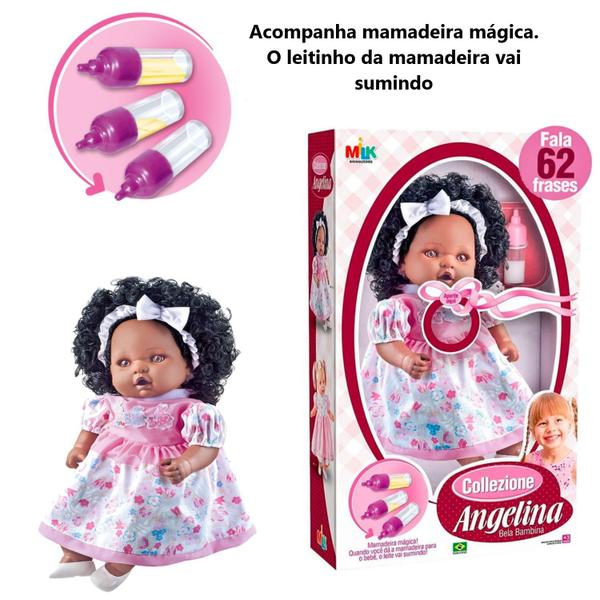 Imagem de Bebê Boneca Tipo Reborn Negra Fala Frases + Mamadeira Mágica