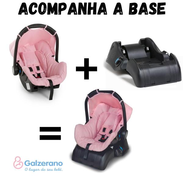 Imagem de Bebê Conforto com Base Cadeirinha Infantil Rosa Galzerano