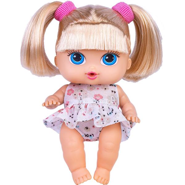 Imagem de Bebê De Brinquedo Boneca Nenem Fofa Com Cabelo Loira Em Vinil Infantil Articulada - Super Toys