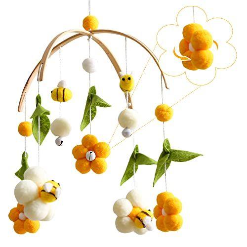 Imagem de Bebê móvel para berço berço berçário móvel para meninos meninas boho abelha flor berçário decoração acalmar brinquedo chá de bebê conjunto para o quarto infantil pendurado decoração brinquedo (abelha)