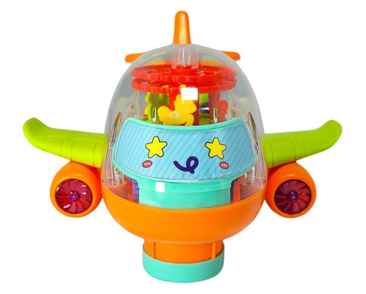 Imagem de Bebe Musical Aviao Braskit Brinquedo Bate e Volta com Musica Luzes e Engrenagens