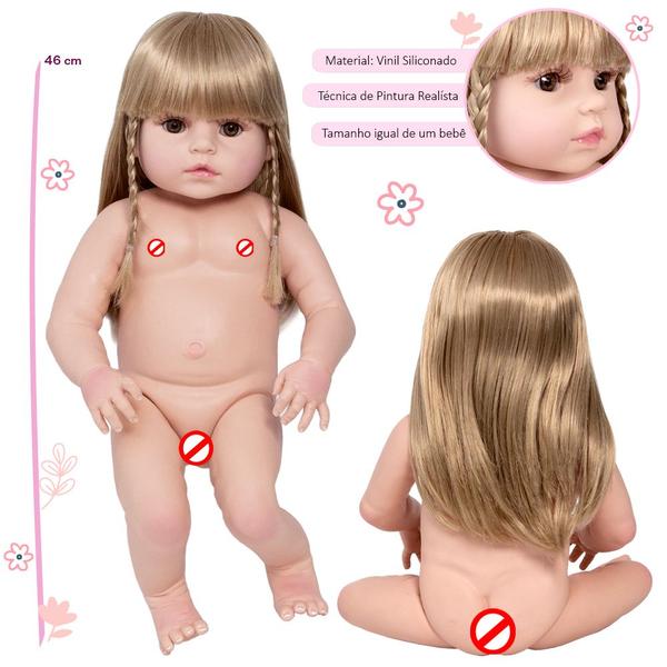 Imagem de Bebê Reborn 100% Vinil Silicone Realista Fofinha Loira Fofa